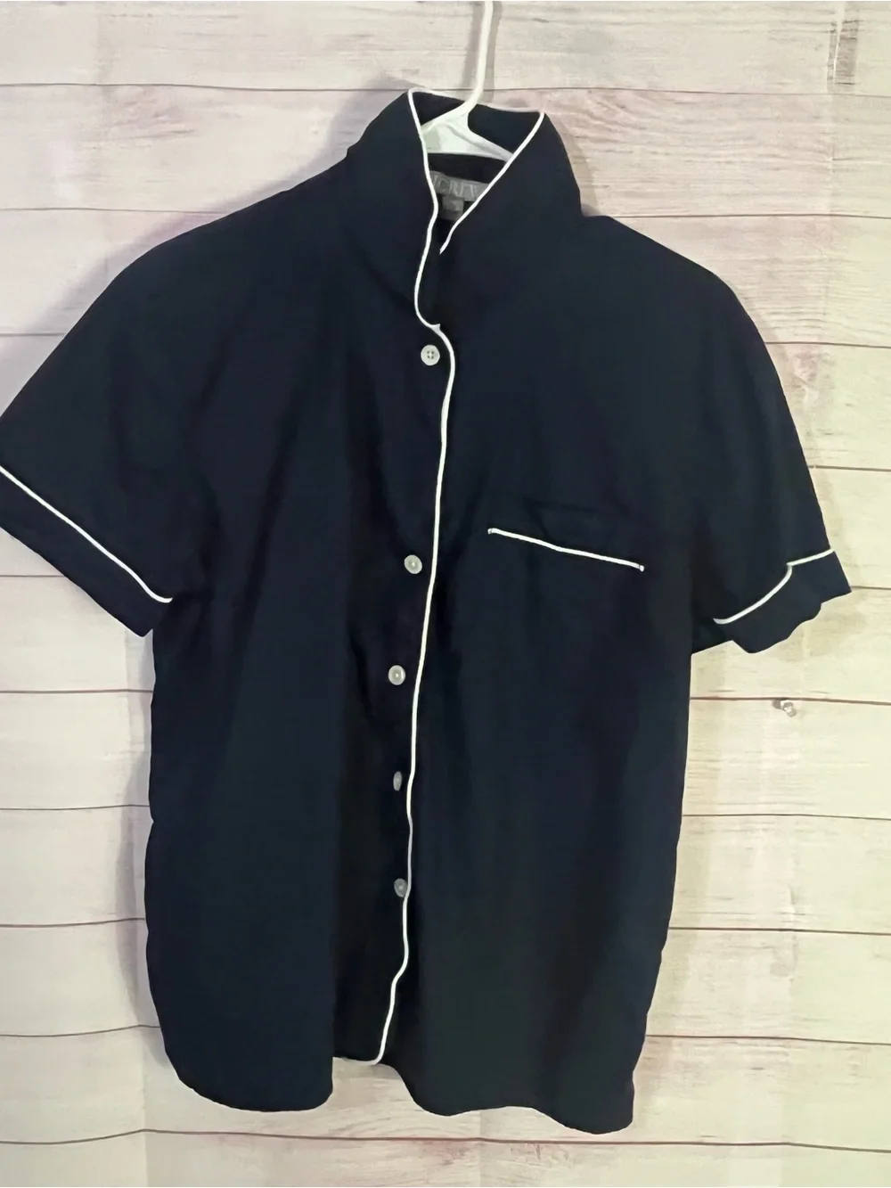 J.Crew 2 Piece Blue w/White Trim Pajama Short Set Medium